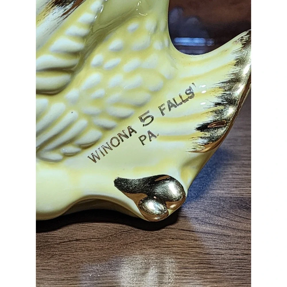 Vintage Holley‎ Ross Yellow Lustreware Gold Trim Swan Small Planter